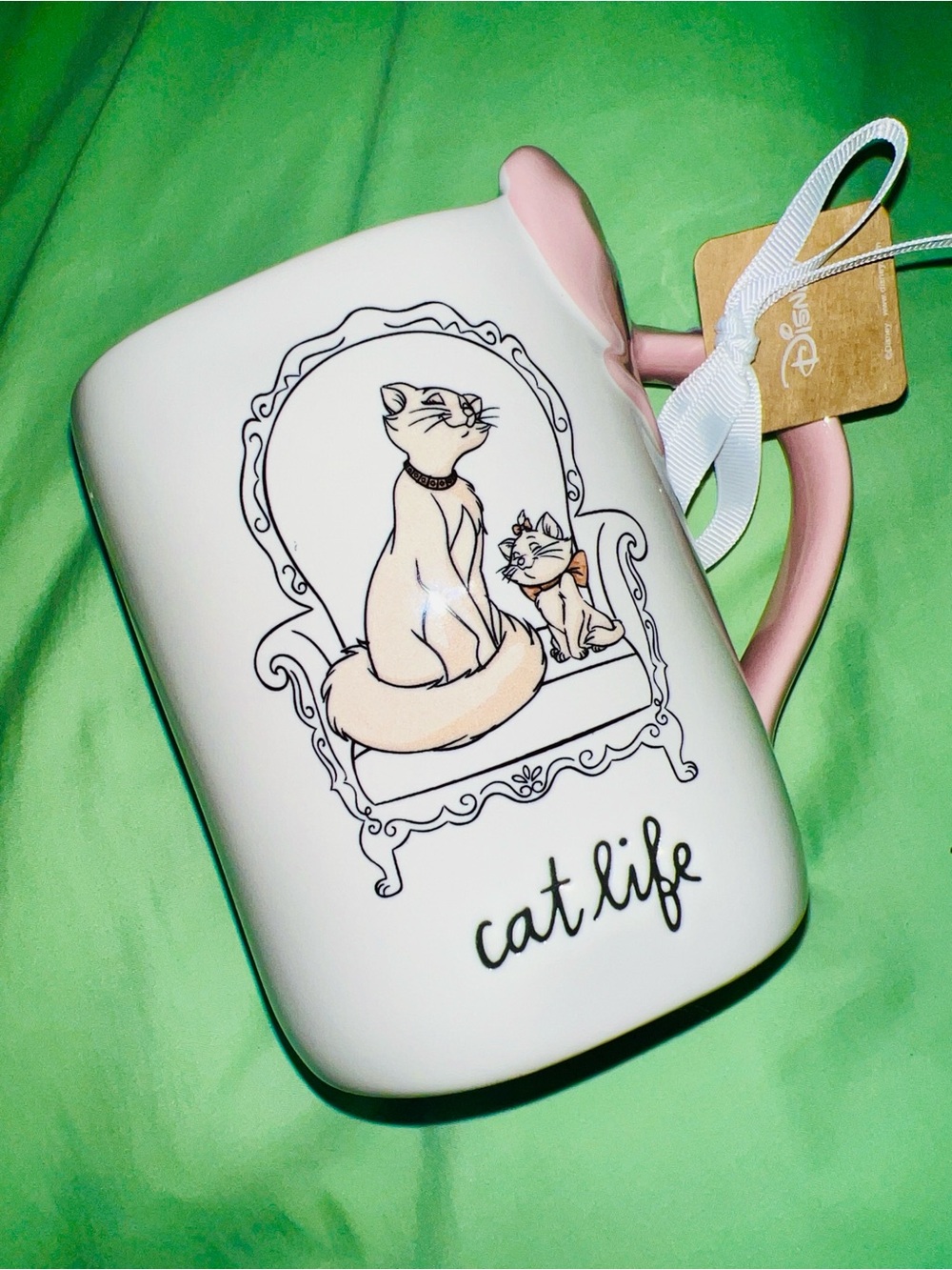 Disney White & Pink aristocrats Disney Rae Dunn Cat Life Ceramic Mug NWT